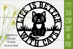 Life Is Better With Cats SVG Round Wall Sign Laser Cut File Product Image 2
