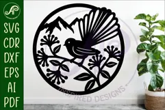 Fantail New Zealand bird wall sign, SVG file. Product Image 2