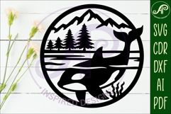 Orca, killer whale coastal scene wall sign svg laser cut 1 Product Image 2