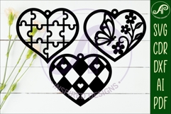 Hanging hearts wall sign, laser cut design 4 Product Image 2