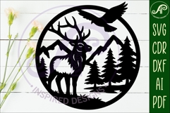 Elk mountain scene wall sign svg laser cut file Product Image 2