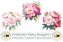 Watercolor Peony Bouquets Clipart 1 Product Image 3
