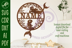 Mermaids name sign svg laser cut template Product Image 2