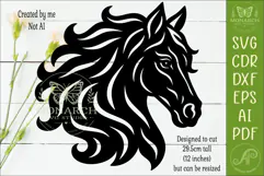 Flowing Mane Horse Head SVG Laser Cut Equestrian Wall Art Product Image 2