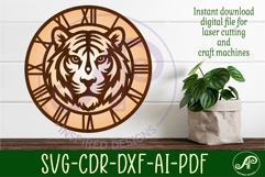 Tiger Clock SVG, Tiger Face Wall Clock Laser Cut File Product Image 2