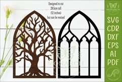 Gothic Cathedral Window Wall Art Layered Tree Silhouette Product Image 2