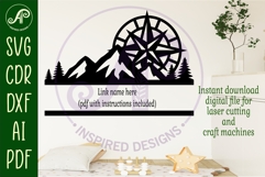 Mountains and compass name sign svg laser cut file Product Image 2