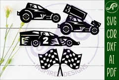 Dirt Race cars laser cut outs SVG file Product Image 2