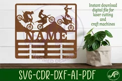 Motocross dirt bike medal holder Name svg laser cut Product Image 2