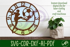 Football female player wall clock laser cut files, SVG Product Image 2