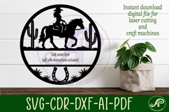Cowgirl Horse name wall art sign, SVG personalized Product Image 2