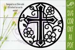 Christian Cross Wall Art SVG, Floral Vine Cross Laser Cut Product Image 2