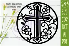 Christian Cross Wall Art SVG, Floral Vine Cross Laser Cut Product Image 2