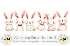 Watercolor PNG Easter Bunnies 2 Product Image 3