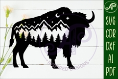 Bison forest scene wall art sign, SVG file. vector Product Image 2