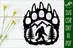 Bear paw print with bigfoot wall sign Product Image 2