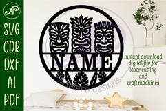 Tiki heads name wall art sign, SVG personalized Product Image 2