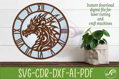 Dragon Clock Laser Cut File, Fantasy Dragon Wall Clock SVG Product Image 2