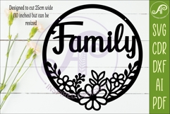Round Floral Family Sign SVG, Laser Cut Door Sign Product Image 2