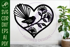 New Zealand fantail bird heart wall sign, SVG file. Product Image 2