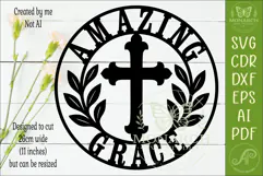 Amazing Grace SVG, Christian Wall Sign, Cross Laser Cut File Product Image 2