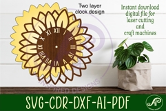 Sunflower shape clock wall clock laser cut Product Image 2
