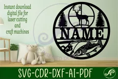 Hunting and fishing name sign svg laser cut template Product Image 2