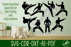 Martial arts male Silhouette laser cut wall art Product Image 2