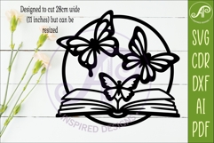 Butterfly Book Wall Art SVG Laser Cut File Reading Decor Product Image 2