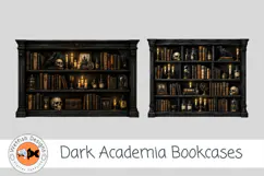Dark Academia Bookcases | Gothic Library PNG Clipart Product Image 2