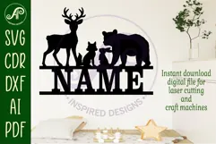 Woodland animals name wall art sign, SVG file Product Image 2
