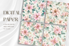 Christmas Flower Pattern Background Wallpaper Digital Paper Product Image 1