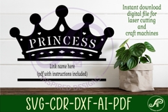 Princess word crown personalized name sign laser cut Product Image 2