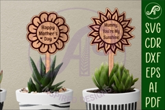 Mother&#039;s day plant stake laser engraved SVG flower shapes Product Image 2