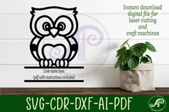Cute Woodland Owl name sign svg laser cut file Product Image 3