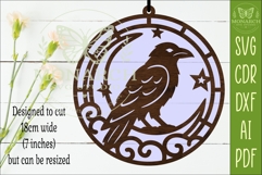 Raven Suncatcher SVG | celestial Window Hanger Laser Product Image 2