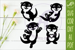 Cute Otters Silhouette SVG, Otter cut out shapes 2 Product Image 2