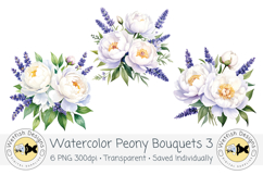 Watercolor Peony Bouquets Clipart 3 Product Image 3