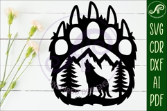 Bear paw print with Wolf wall sign Product Image 2