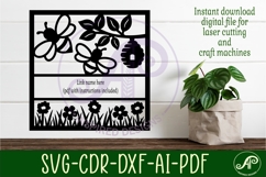 Bees and flowers name sign svg laser cut template Product Image 2