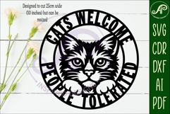 Cat Welcome Sign Cats Welcome People Tolerated Funny Cat Product Image 2