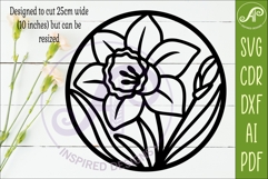 Daffodil Flower Wall Art SVG | Round Floral Laser Cut File Product Image 2