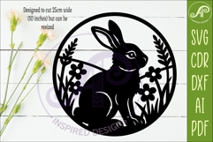 Woodland Rabbit Wall Art SVG, Bunny Round Sign for Laser Product Image 2