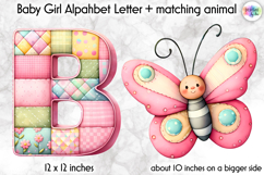 Cute Patchwork Baby Alphabet and Baby Animals PNG, Monogram Product Image 1