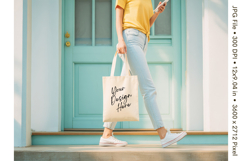 Canvas Tote Bag Mockup Shopping Bag White Natural Blank_28 Product Image 1