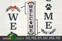 Dog/Cat Home Welcome Porch Sign SVG with Red Bow Tie and Paw Product Image 2