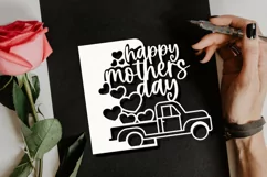 Papercut Happy Mothers Day Heart Truck Card Cover Template Product Image 4