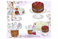 Sweet Kitchen Clip Art Girl Cooking Fashion Illustration Pla Product Image 4