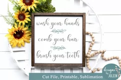 Wash, Comb, Brush Bathroom SVG, Sublimation, Printable Product Image 1