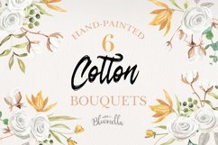 Cotton Florals 6 Bouquets Watercolor Cream Mustard Flowers Product Image 1